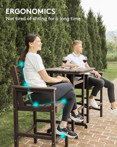 Blue 3 Pieces Adirondack Bar Height Chairs and Table Set C579