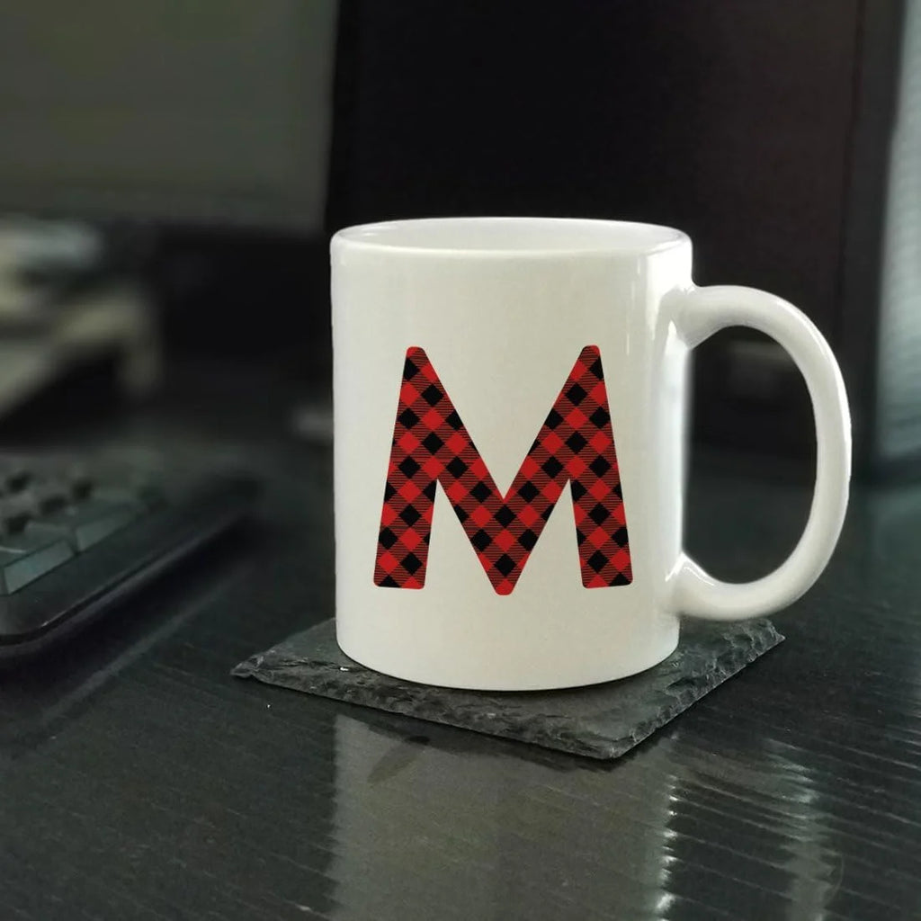 Hot Chocolate Coffee Mug Gift, Red Plaid Initial Letter M, 1-Pack, Includes Gift Box F81189