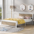 Queen Size White Wood and Metal Platform Bed X2457