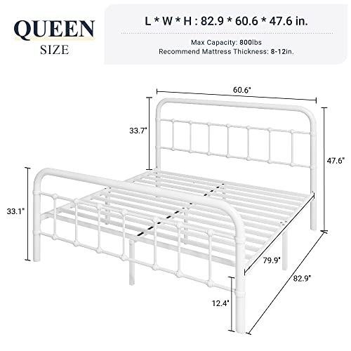 Full Size Black Metal Platform Bed Frame with Headboard and Footboard S84251