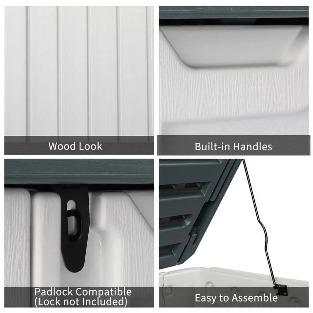 260 Gallon Waterproof Lockable Off-White Outdoor Storage Deck Box X811