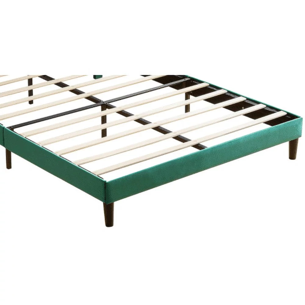 Queen Size Platform Bed with Upholstered Headboard and Slat Support D4682