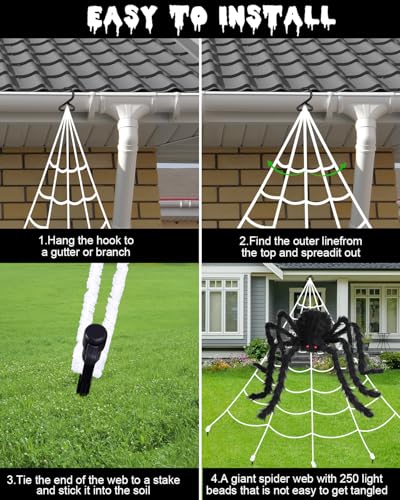 Giant Spider Halloween Projector with Spider Webs Lights Set V9824