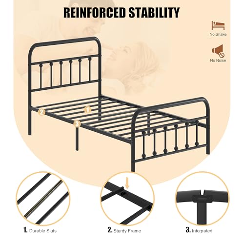Full Size Metal Bed Frame with Headboard and Footboard Y235410
