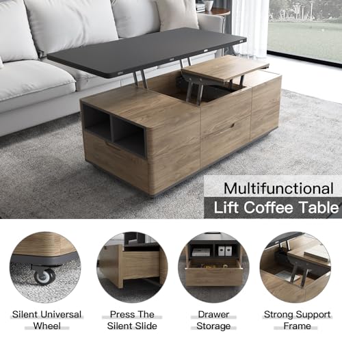 Grey Lift-Top Coffee Table with 4 Stools T2276