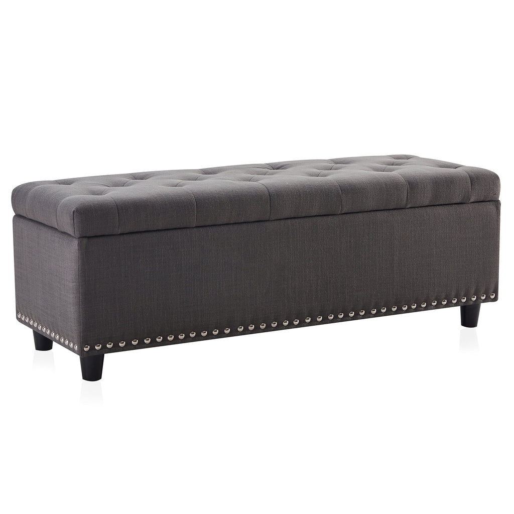 Dark Gray Storage Ottoman Bench I405905