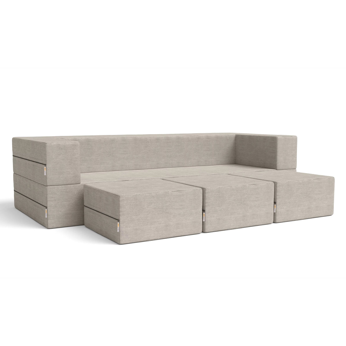 California King Convertible Sleeper Sofa and Ottomans Dove Grey Foam Polyester E44826