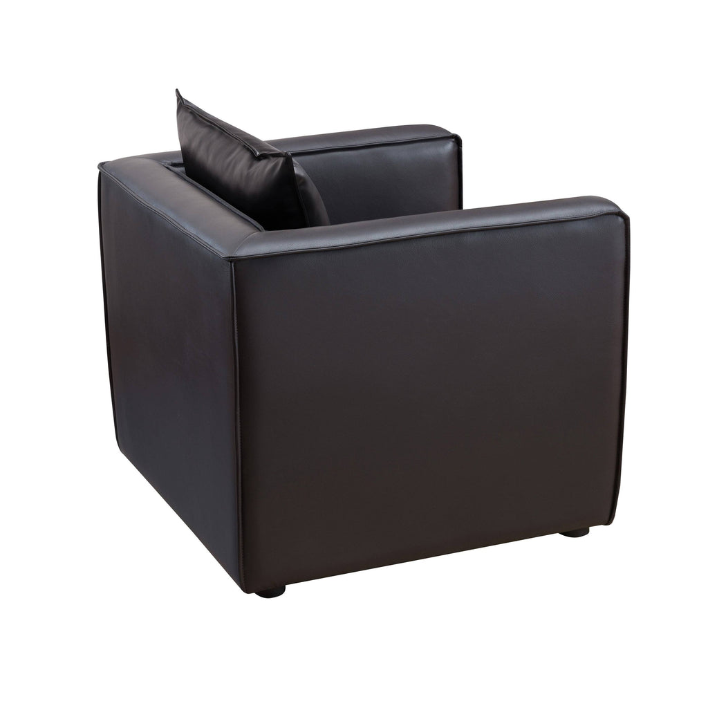Brown Vinyl Padded Accent Chair F431747