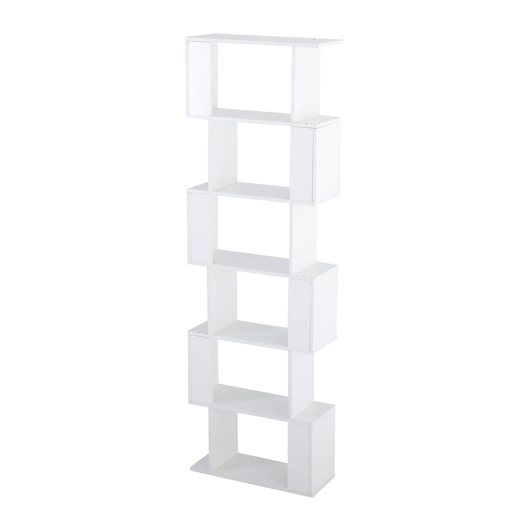 White 6-Tiers Wood Bookshelf Z8375