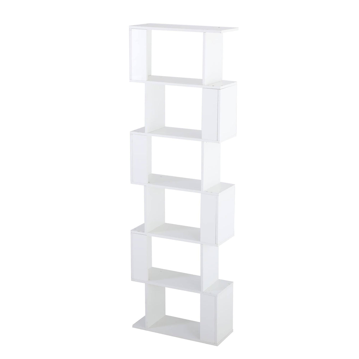 White 6-Tiers Wood Bookshelf Z8375