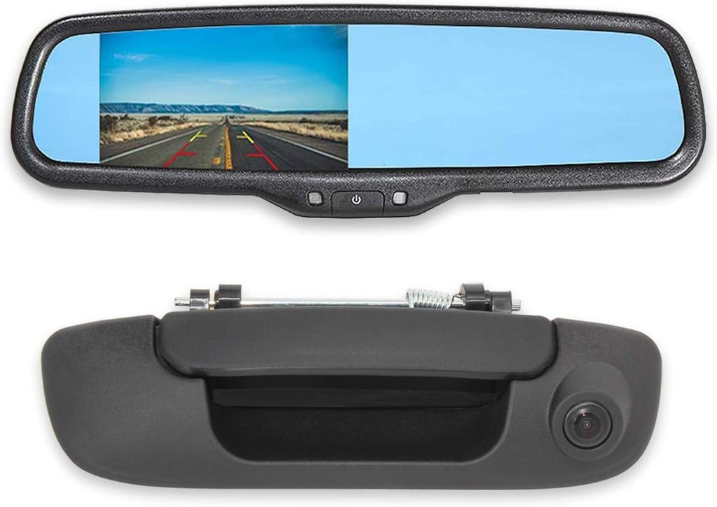 Tailgate Handle Backup Reverse Camera with 4.3 inch Rear View Mirror Monitor Kit J286820
