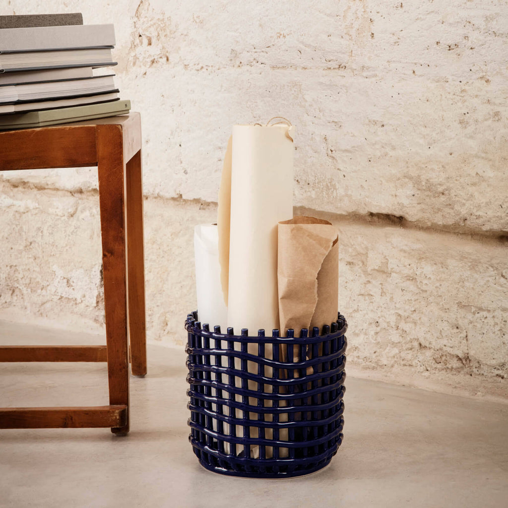 Ceramic Basket Off-White Small P20996