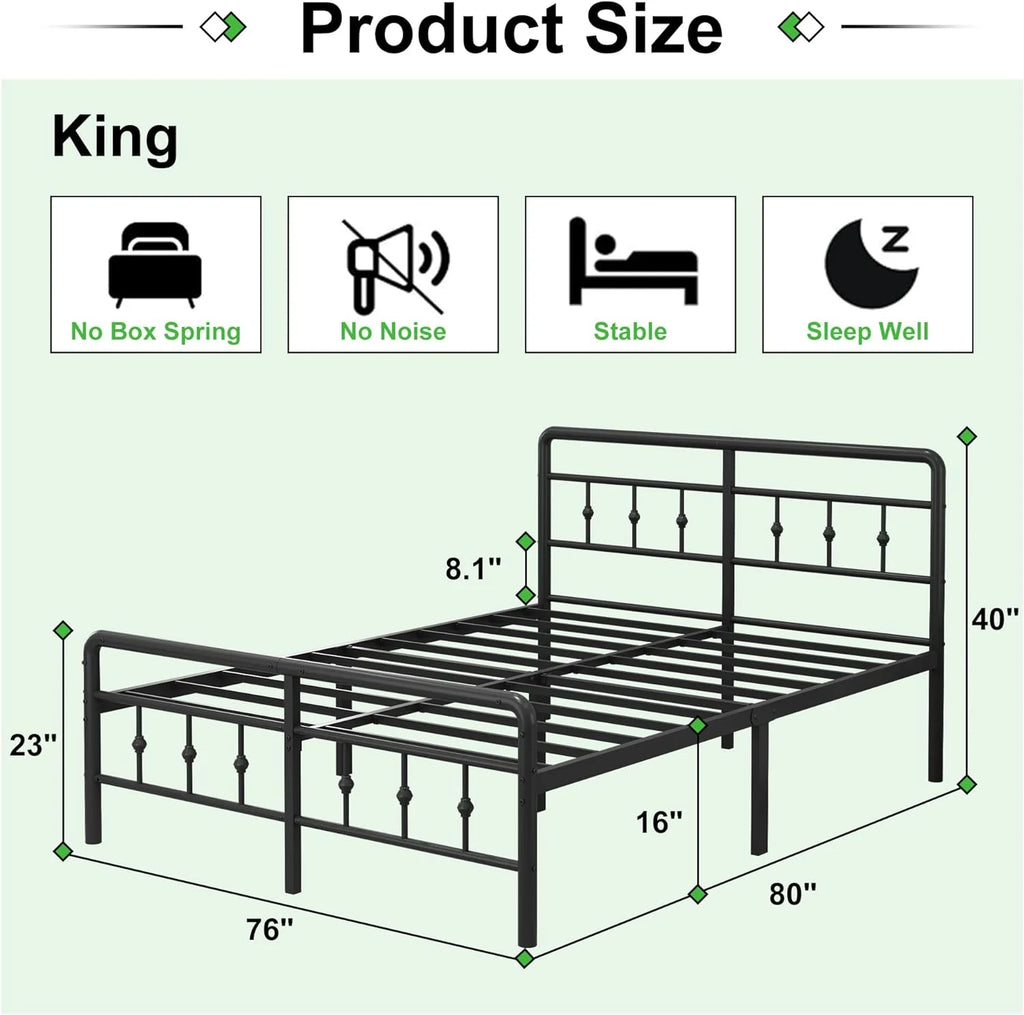 16 inch Twin XL Bed Frames with Headboard and Footboard F67899