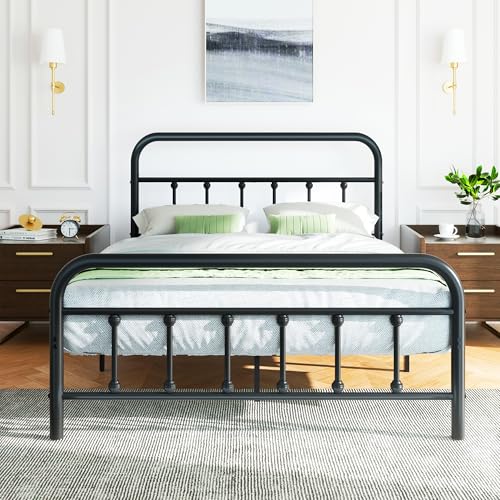 Full Size Metal Bed Frame with Headboard and Footboard Y235410