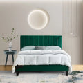 Queen Size Platform Bed with Upholstered Headboard and Slat Support D4682