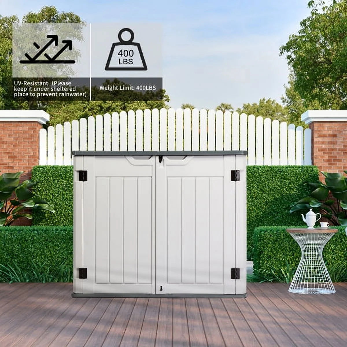 260 Gallon Waterproof Lockable Off-White Outdoor Storage Deck Box X811
