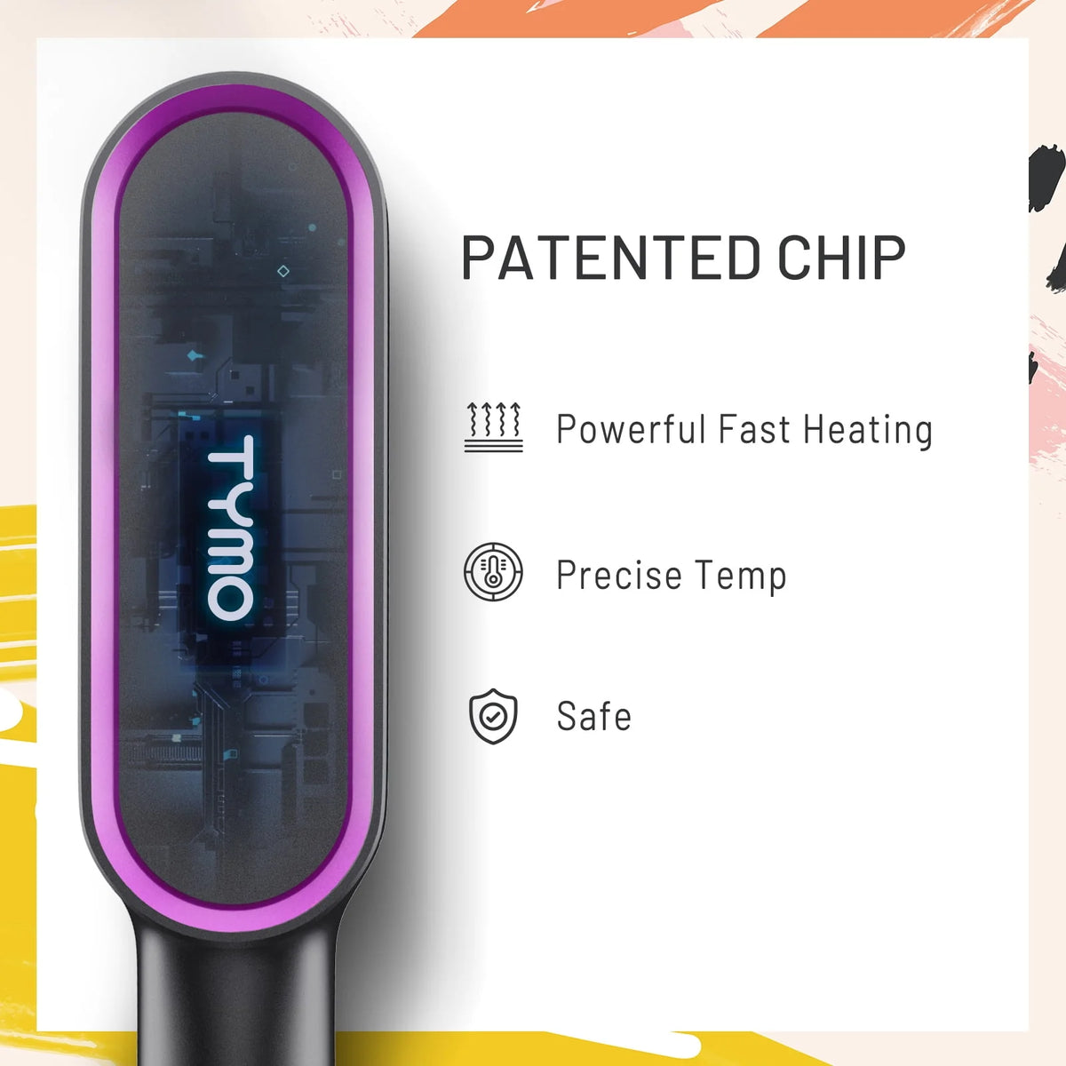 Black Hair Straightener Brush with Built-in Comb H45824