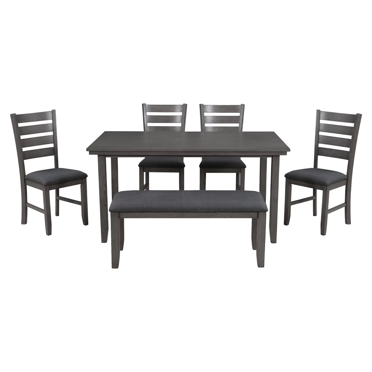 Gray Wood Dining Table and Chairs with Bench V375809