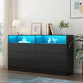 White 6 Drawer Double Dresser with Power Outlet and LED Light C8249