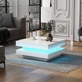 White Square Coffee Table with LED Lights J82003
