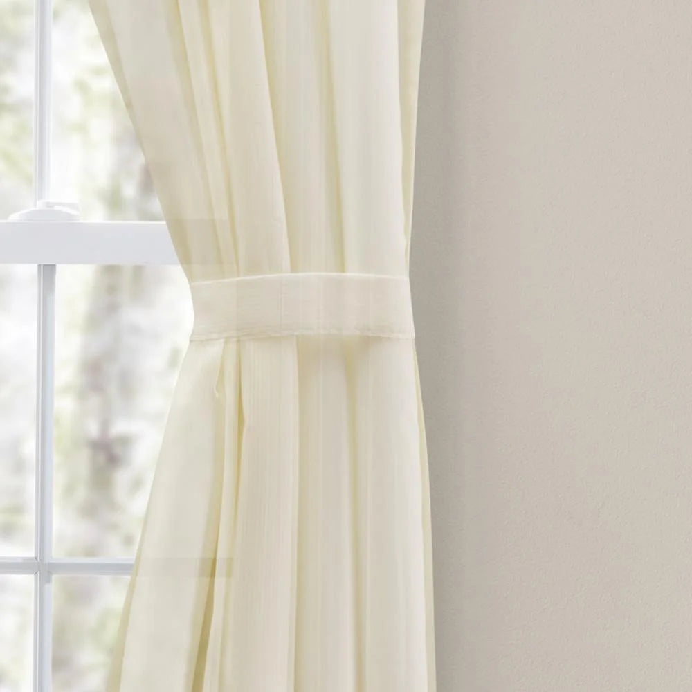 Tailored Curtain Panel Pair with Ties 80" x 54" Natural L6851
