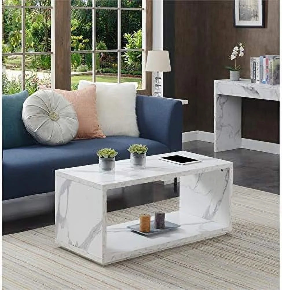 Square Faux White Marble Coffee Table N91534