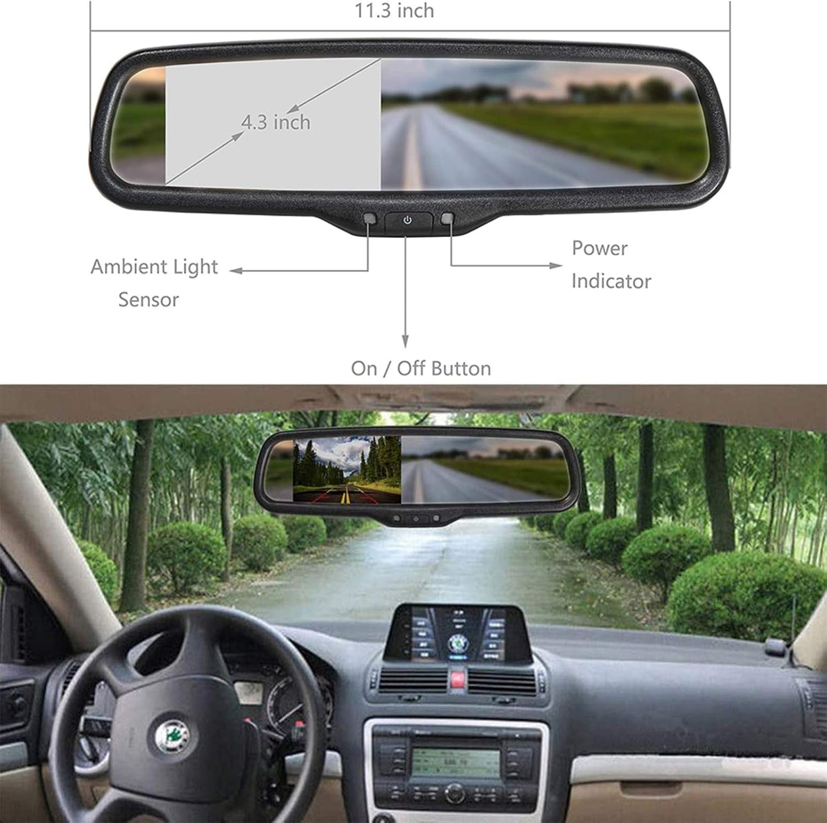 Tailgate Handle Backup Reverse Camera with 4.3 inch Rear View Mirror Monitor Kit J286820