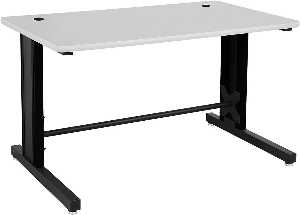25" X 58" Black Frame Grey Top Computer Desk A380359