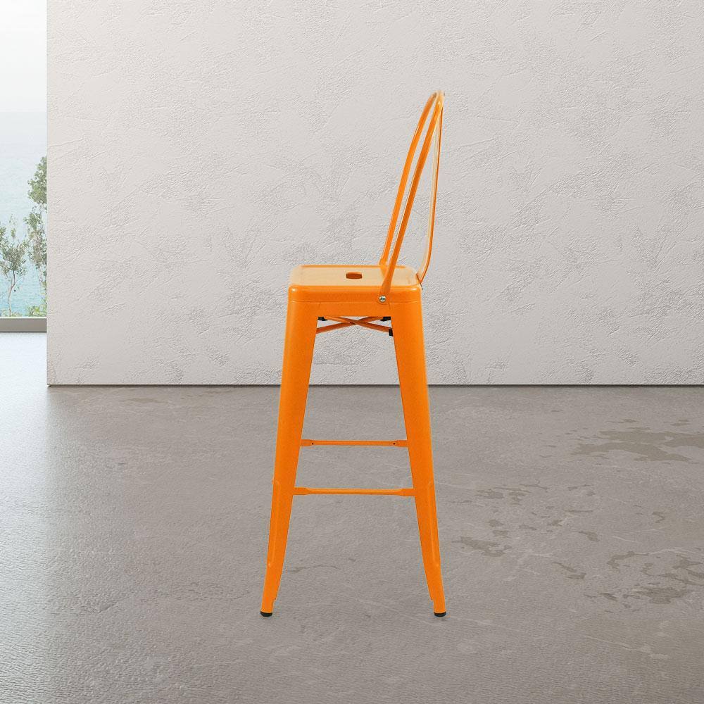 White Cafe Bar Stool with High Back I3061