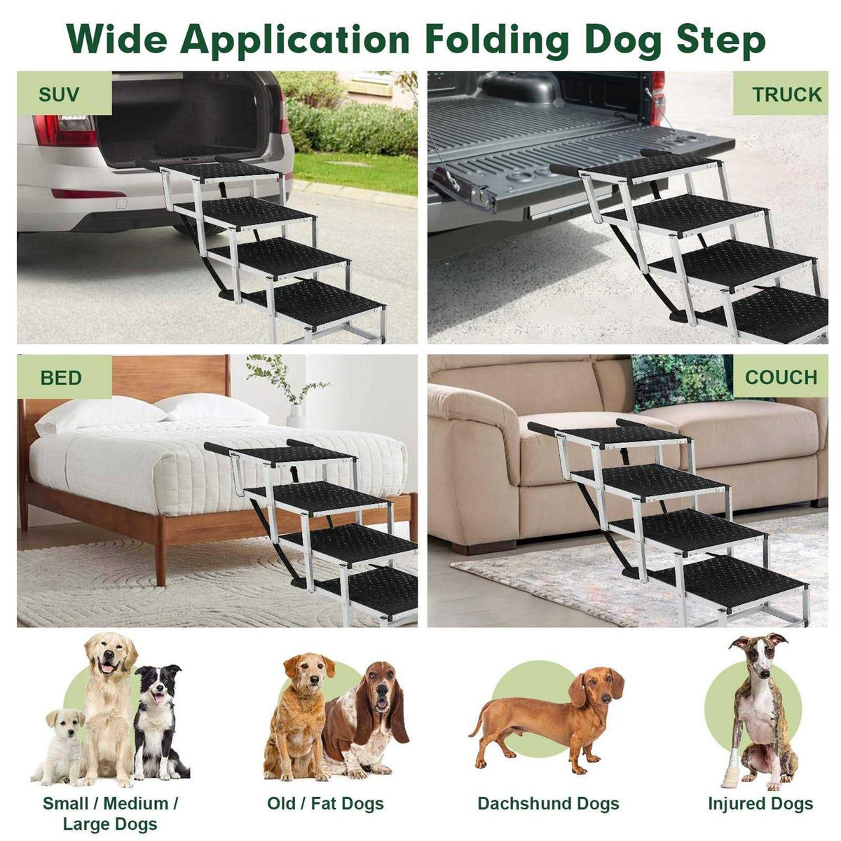 19.2” Extra Wide Foldable Dog Car Stairs with Nonslip Surface C309