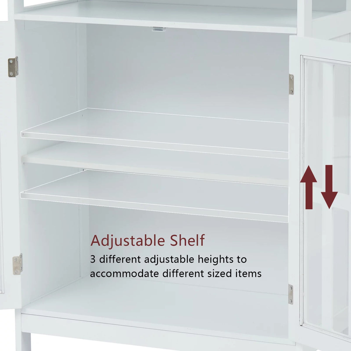 White Wooden Sideboard Cabinet with Open Shelf K10536