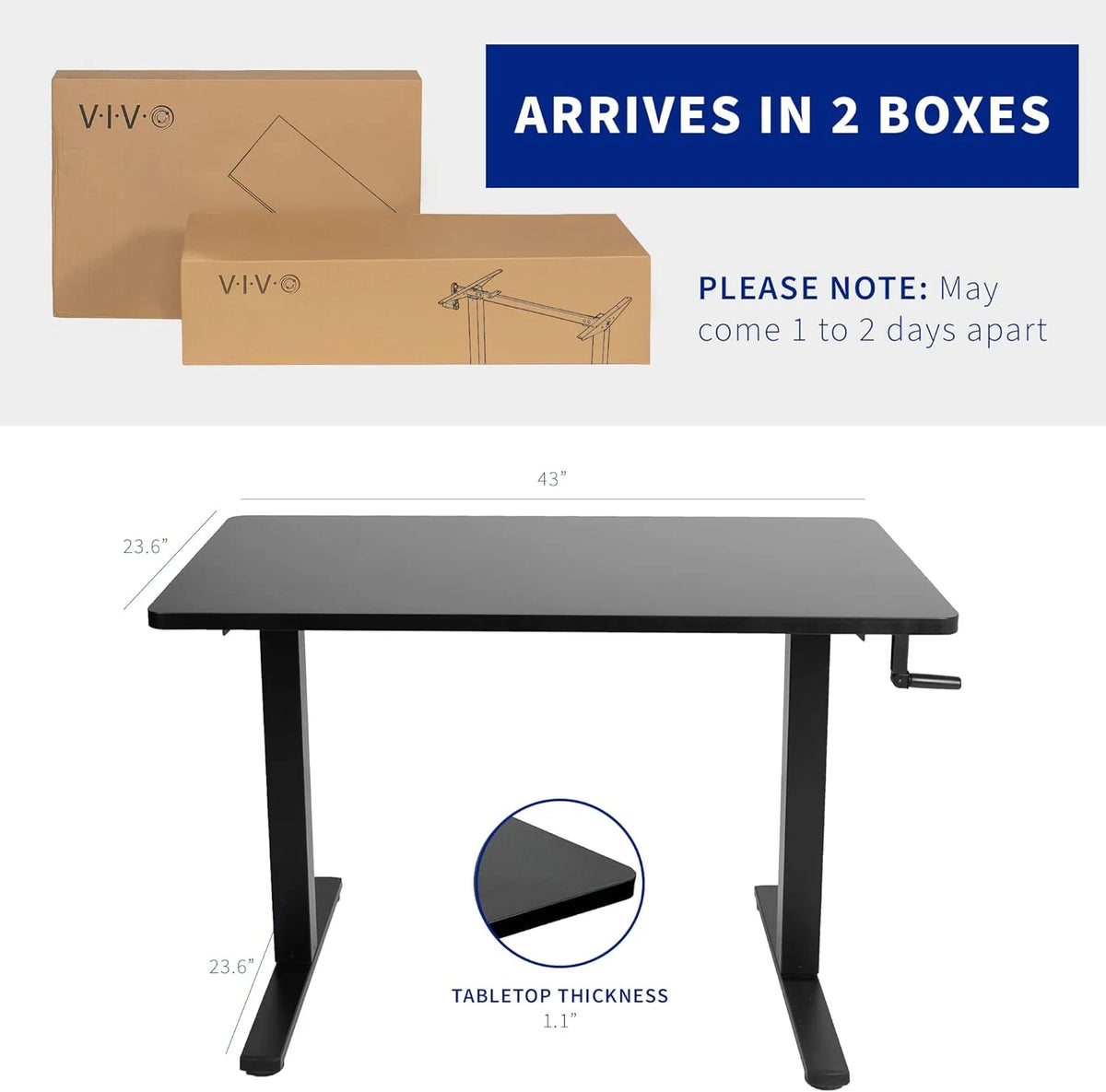 Dark Walnut 43 X 24 Inch Height Adjustable Standing Desk V297
