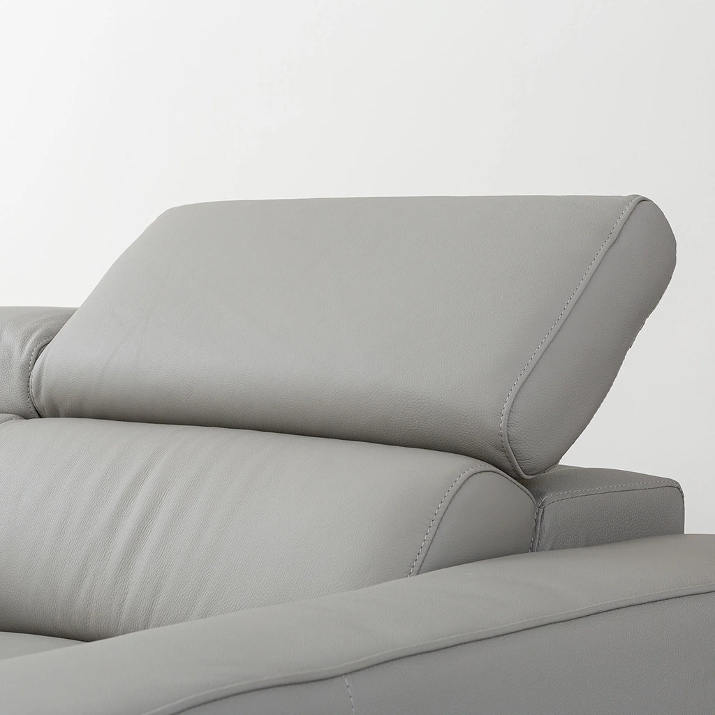 Light Grey Top Grain Leather Sectional with Power Recliners G743