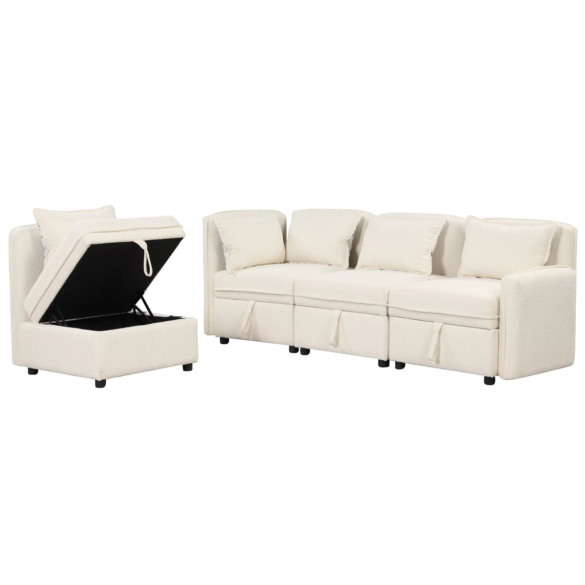 Oversized Chenille Sectional Sofa with Storage U30352