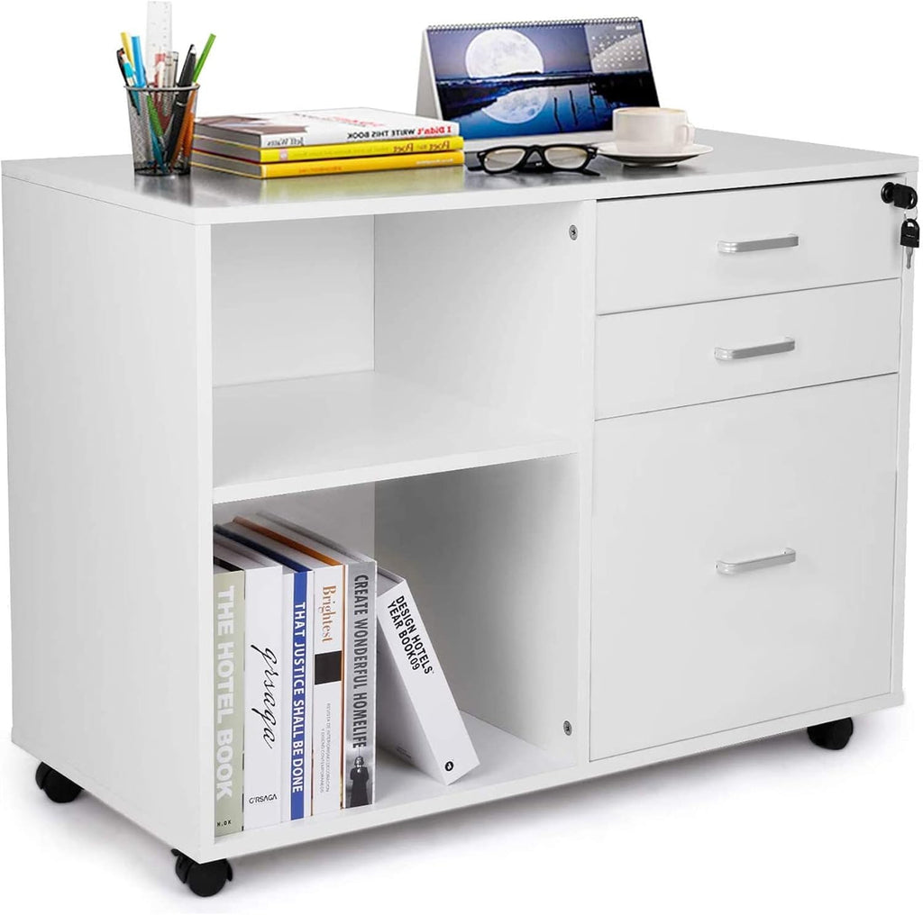 White 3 Drawer File Cabinet with Lock K5729