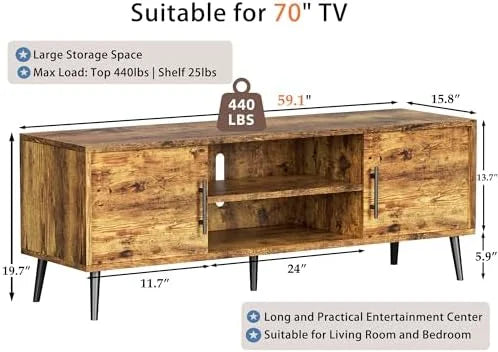 65 inch Wood TV Stand with Sliding Barn Doors U572