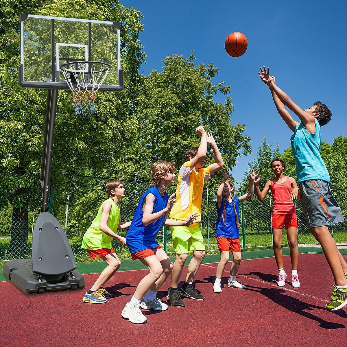 44" Portable Adjustable Basketball Hoop System with Wheels J607