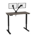 Bark Grey Standing Desk with Dual Monitor Arm F960