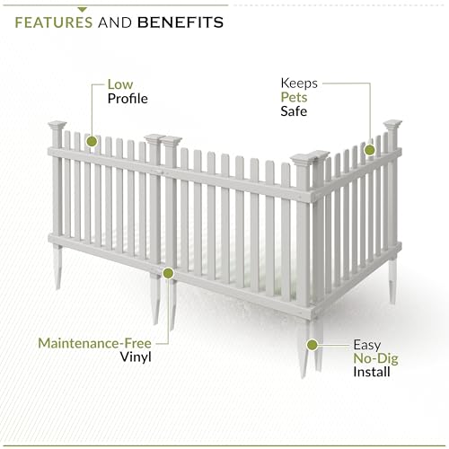 White Vinyl 3 Panels Garden Fence Kit O7437