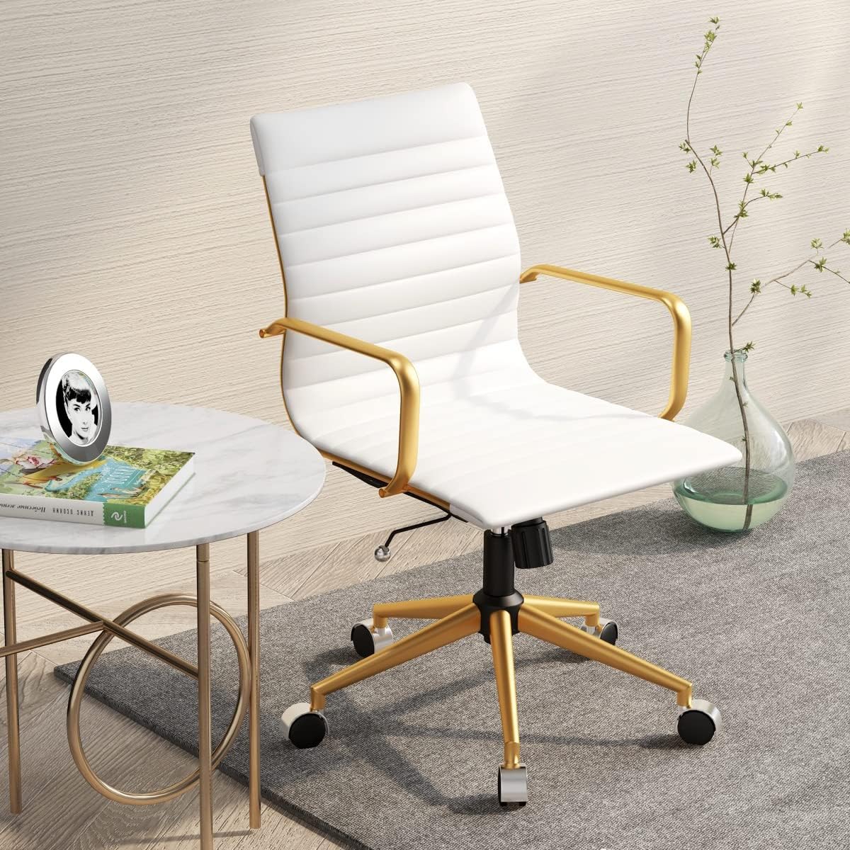 Gold Office Chair with Wheels and Arms Z77688