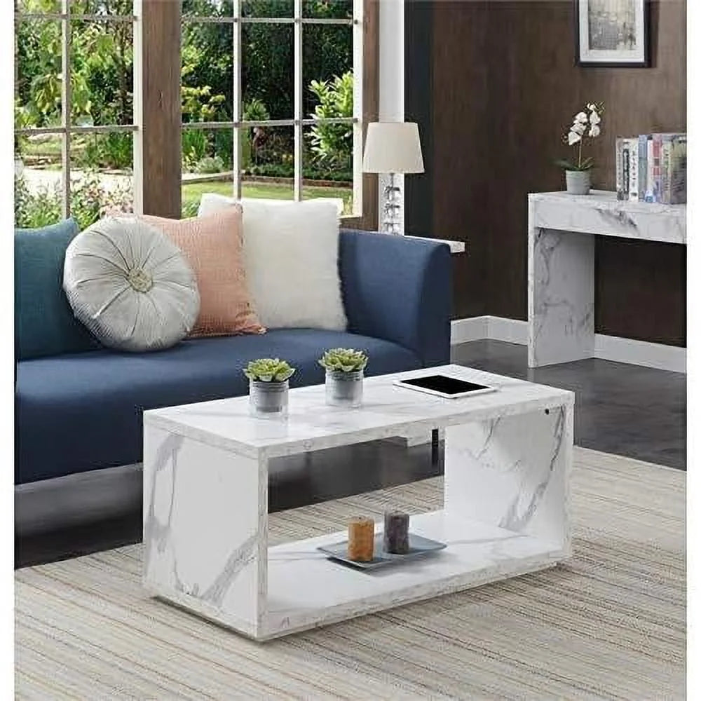 Square Faux White Marble Coffee Table N91534