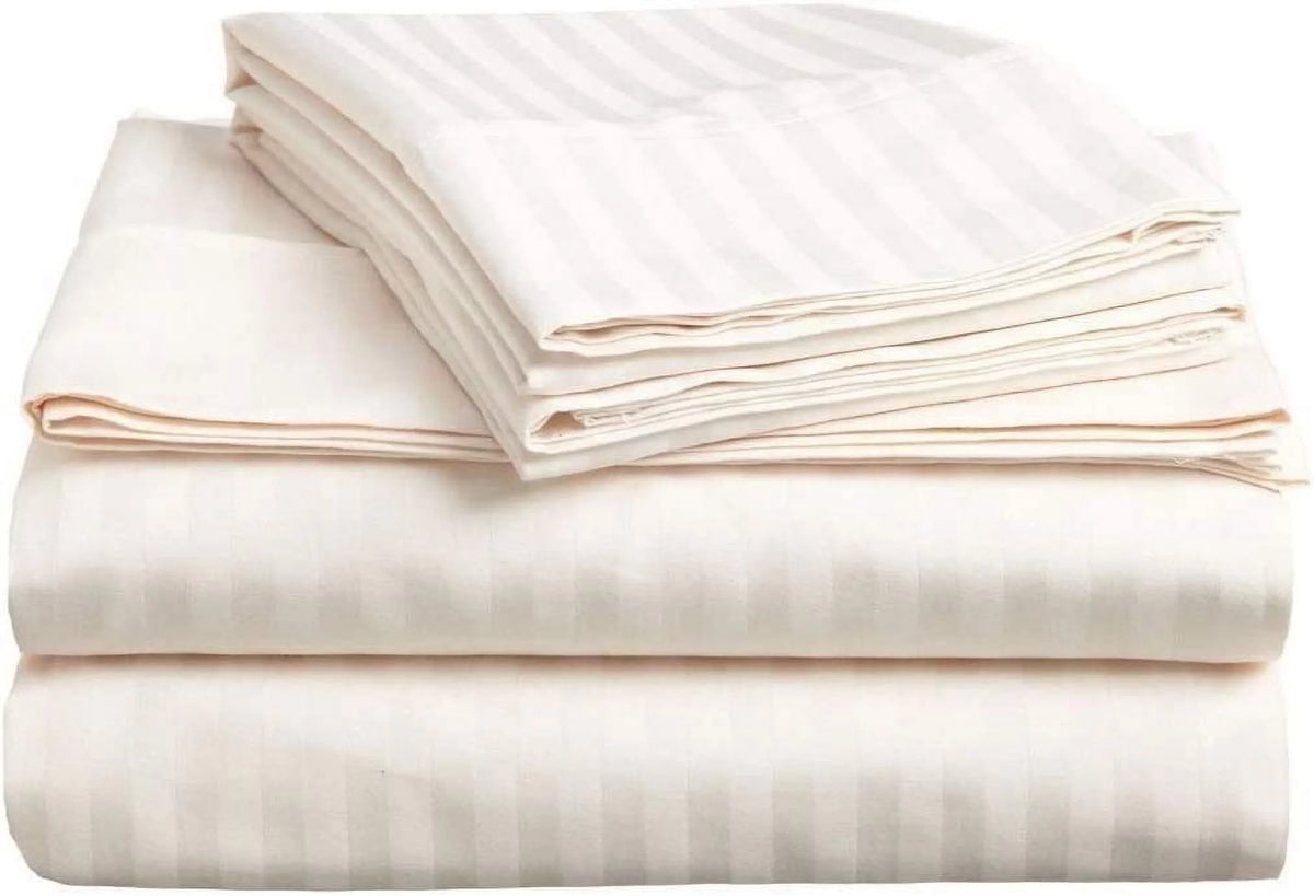 Pure Pima Cotton 4-Piece Bed Sheets Set Queen Size Sateen Weave Ivory Q605772
