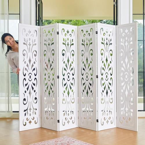 5.6Ft Folding Wood Room Divider 6 Panels W53555