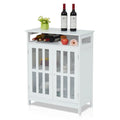White Wooden Sideboard Cabinet with Open Shelf K10536