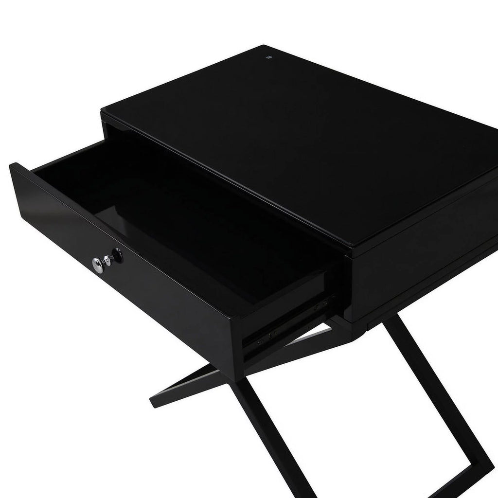 Black Wooden Nightstand with Drawer Q2817