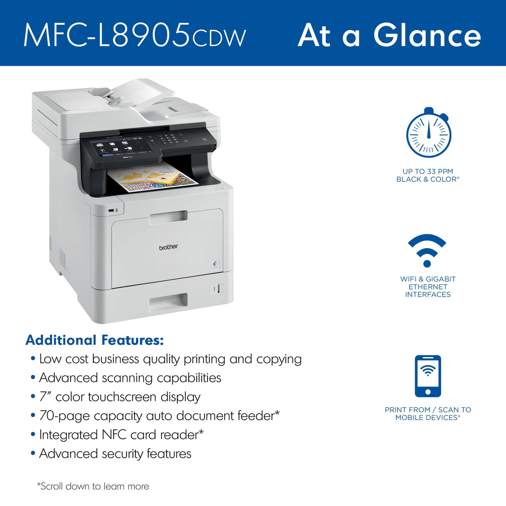Color Laser All-in-One Printer with Duplex Print Copy Scan and Wireless Networking W284