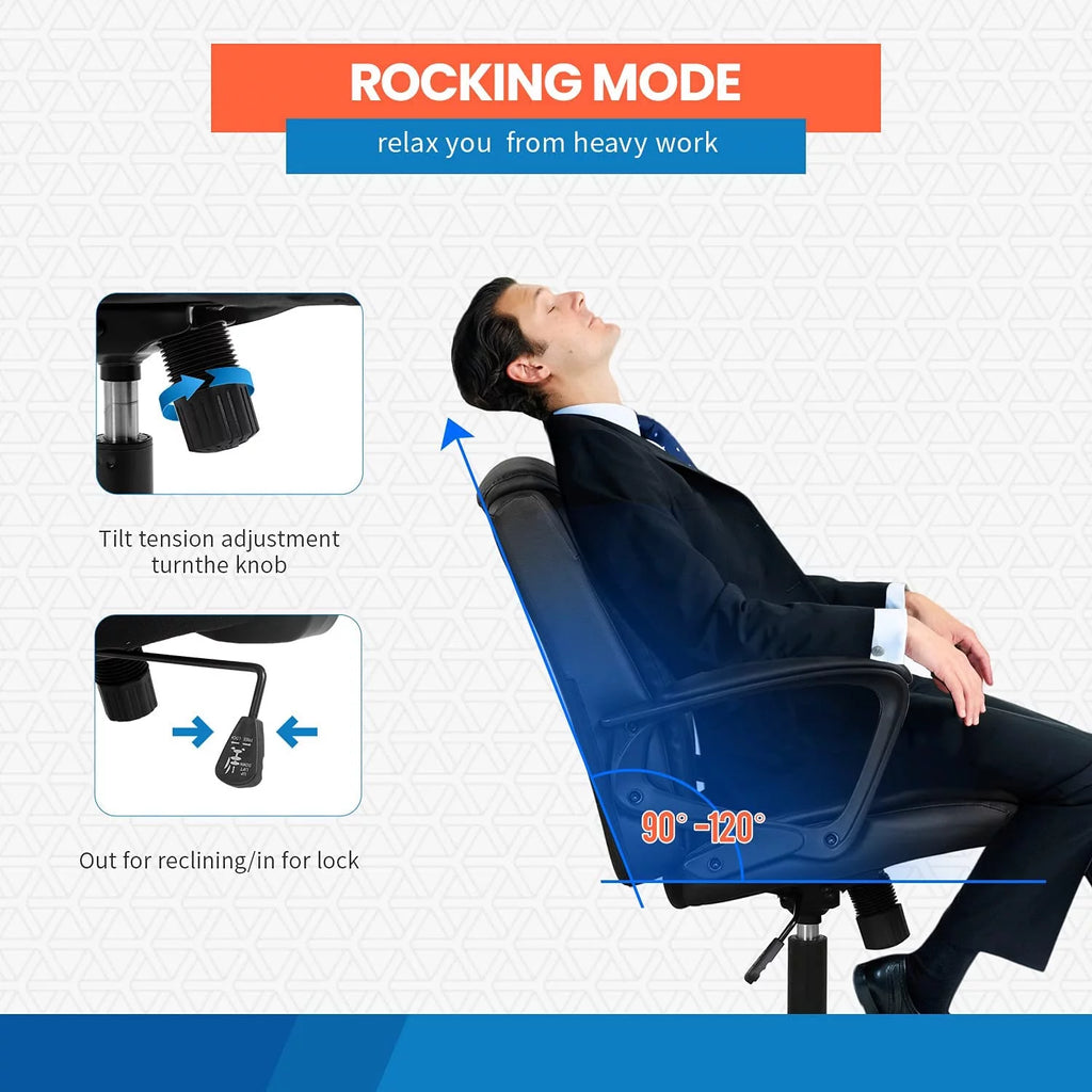 Black Ergonomic PU Leather Office Chair with Lumbar Support N872