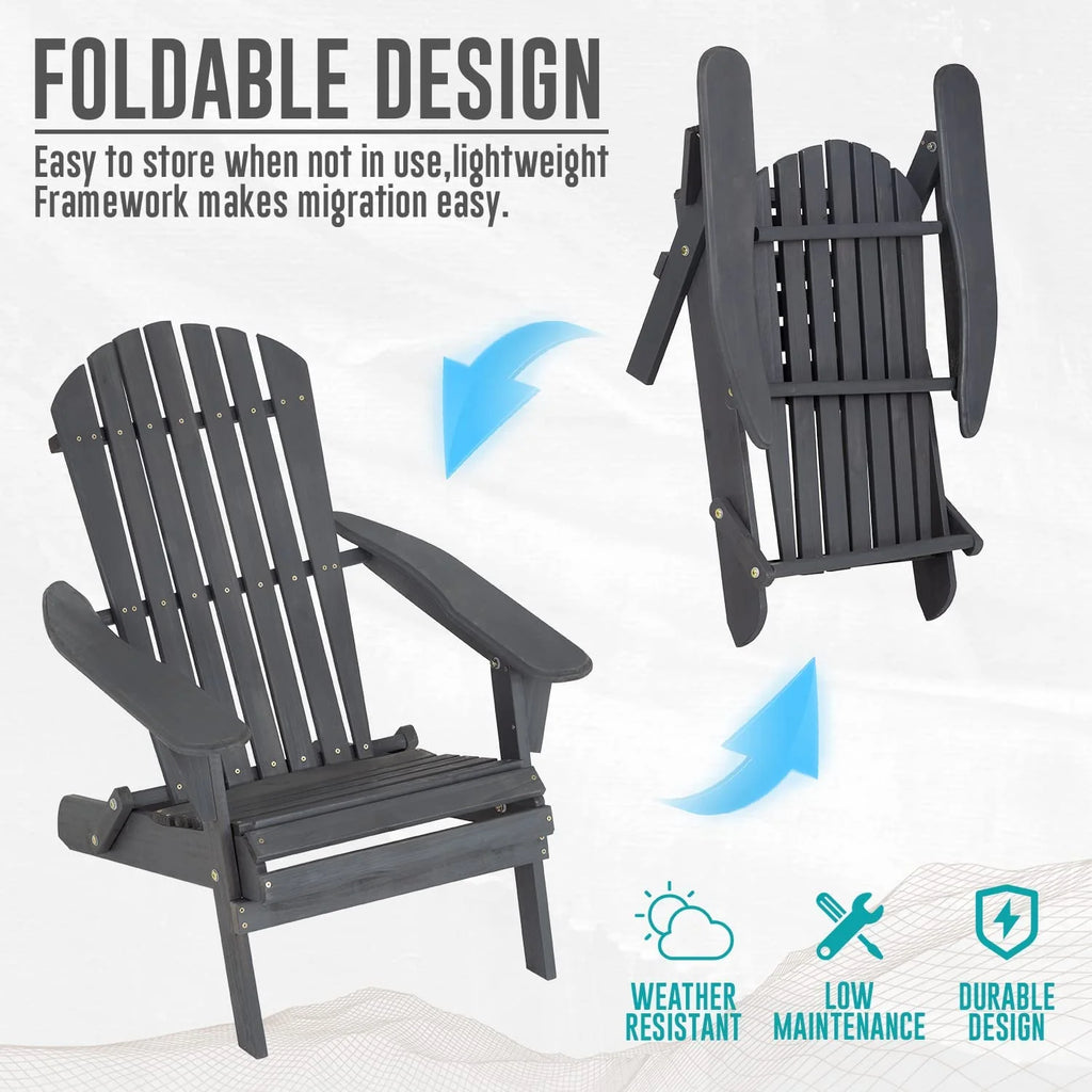 Folding Adirondack Chair Set of 2 Grey L21551