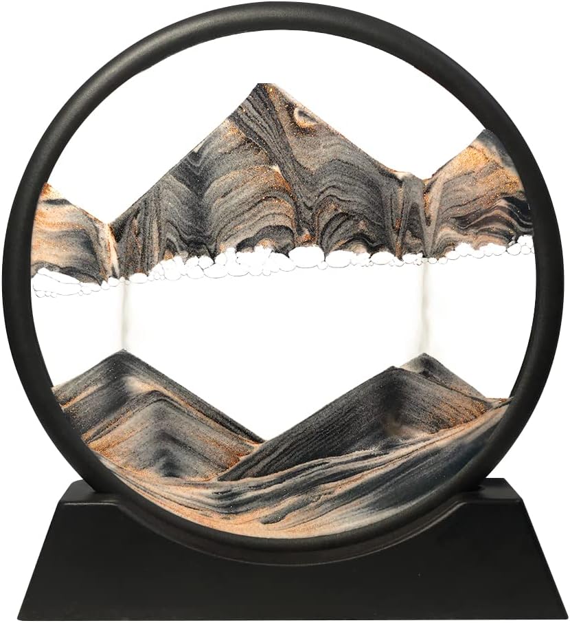 Moving Sand Art Picture Round Glass 3D Deep Sea 7 Inch Pack of 2 L311133