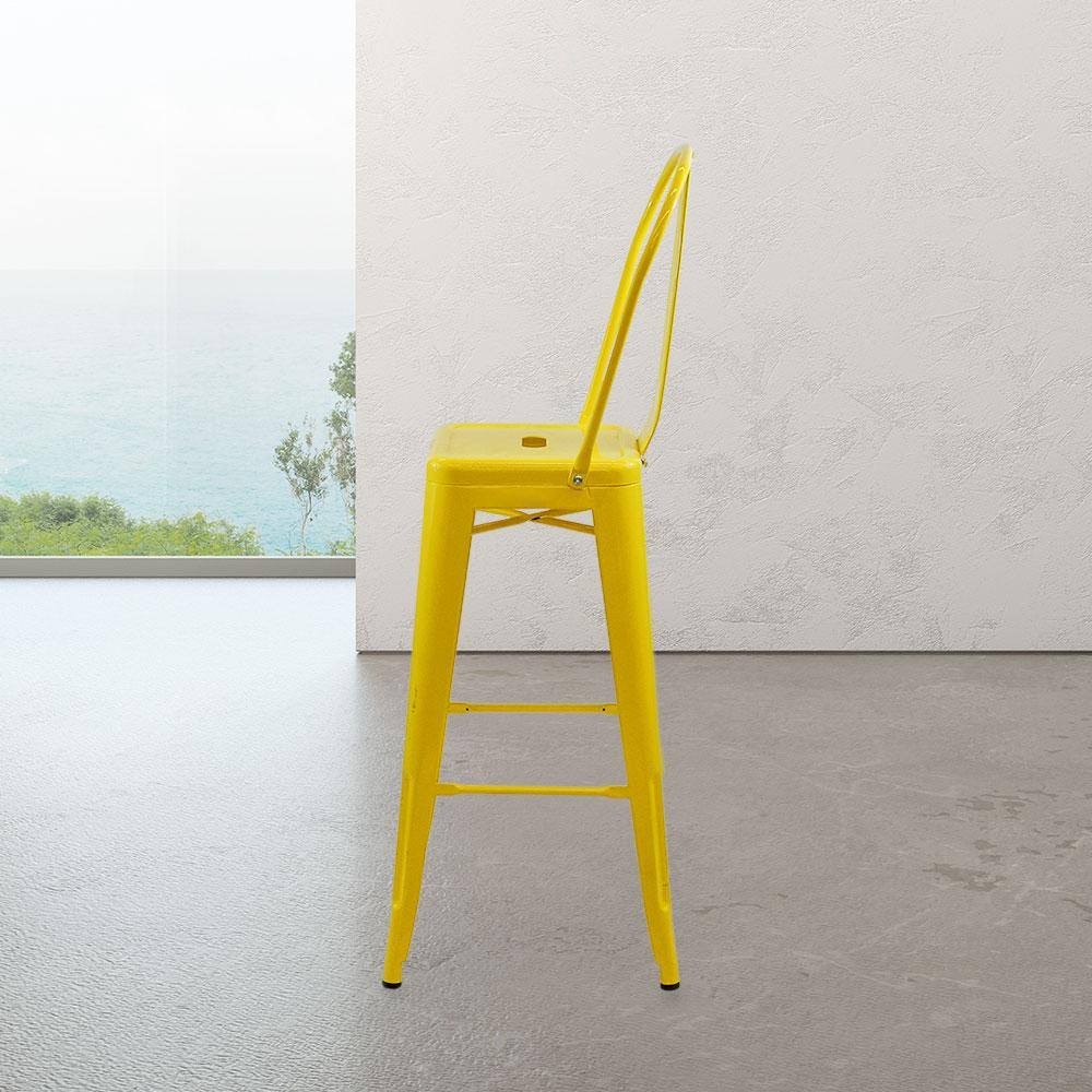 White Cafe Bar Stool with High Back I3061